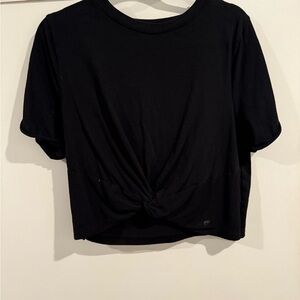 Fabletics Black Short Sleeve Knotted Tee EUC Tie Front Sz Large